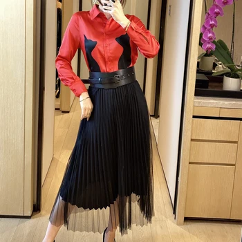 Runway Designer New Red Long-Sleeved Print Shirt Belt Elastic Tulle Half Skirt Women'S Two-Piece Suit Fashion High Quality
Runway Designer New Red Long-Sleeved Print Shirt Belt Elastic Tulle Half Skirt Women'S Two-Piece Suit Fashion High Quality