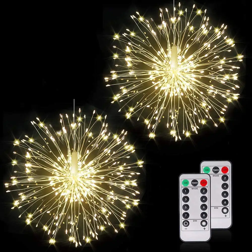 Hanging Starburst Firework Lights, 240 LEDs String Lights DIY Firework Copper Light 8 Modes Dimmable String Fairy Lights, 2 pcs
Hanging Starburst Firework Lights, 240 LEDs String Lights DIY Firework Copper Light 8 Modes Dimmable String Fairy Lights, 2 pcs