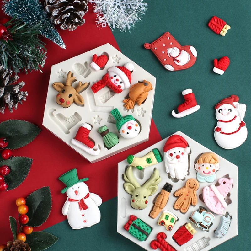

Christmas Series Santa Claus Elk Mould Silicone Mold Fondant Cake Decorating Tool Gumpaste Sugarcraft Chocolate Forms Bakeware