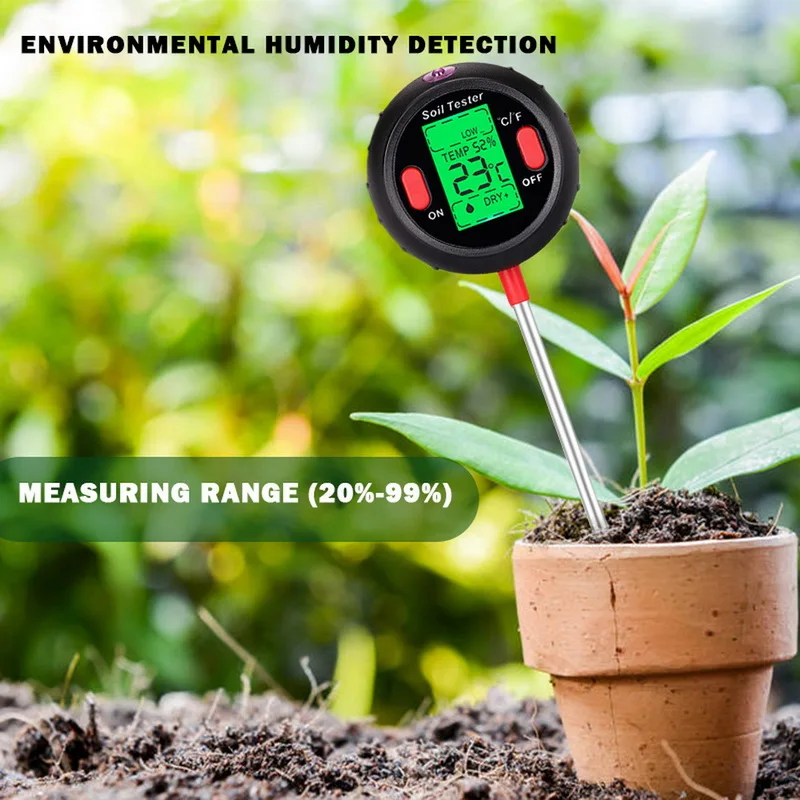 5 in 1 Soil PH Meter Soil Tester Probe Temperature Sunlight Intensity Measurement Acidity Alkali PH Moisture Meter Plant Test
5 in 1 Soil PH Meter Soil Tester Probe Temperature Sunlight Intensity Measurement Acidity Alkali PH Moisture Meter Plant Test