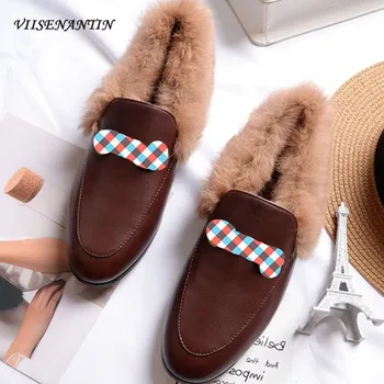 Autumnl/Winter New Genuine Leather Round Toe Flat Loafers Rabbit Fur and Plush Pumps Women Fashion Casual Slip-on Black Shoes
Autumnl/Winter New Genuine Leather Round Toe Flat Loafers Rabbit Fur and Plush Pumps Women Fashion Casual Slip-on Black Shoes