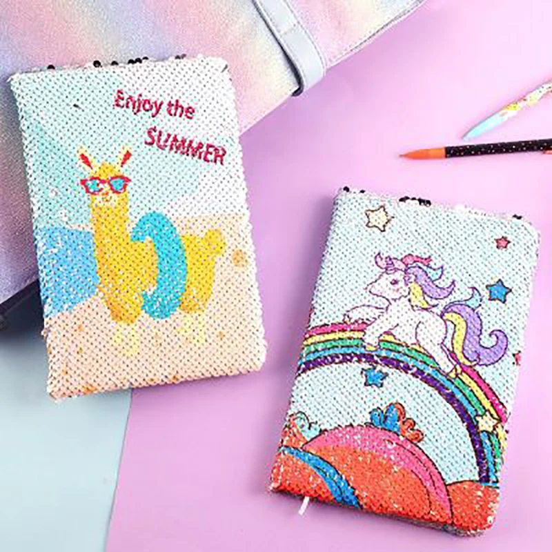 Lovely fish scales sequins flip cartoon creative stationery notepad alpaca unicorn a5 notebook customization
Lovely fish scales sequins flip cartoon creative stationery notepad alpaca unicorn a5 notebook customization