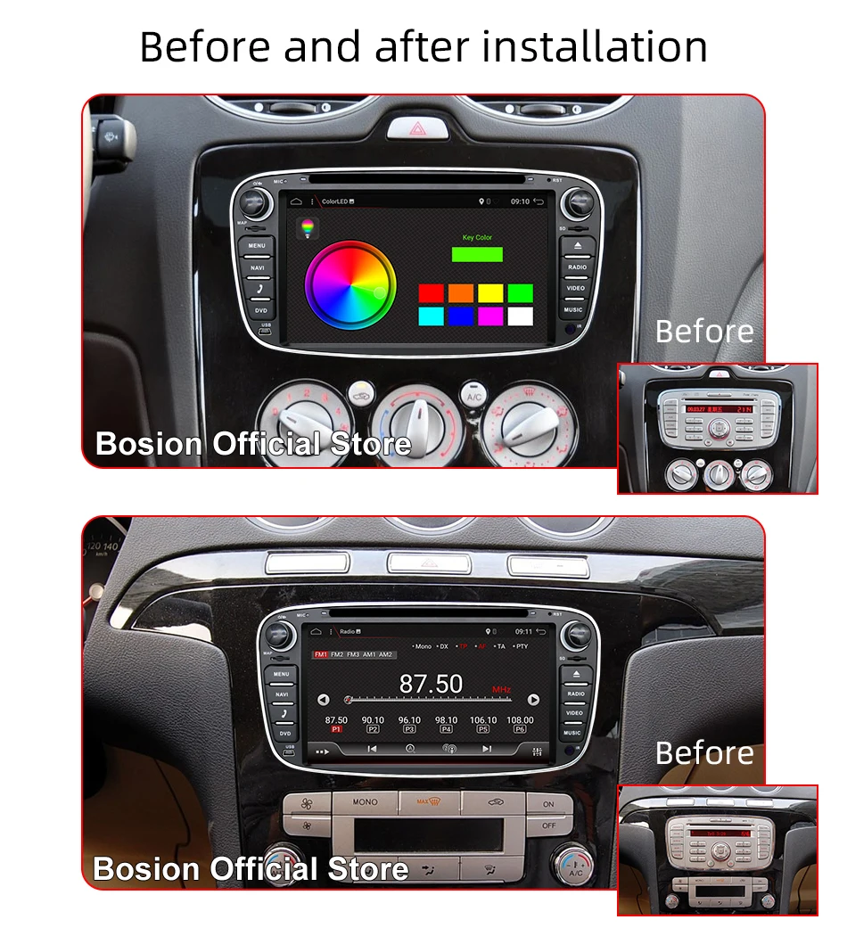 Best 2 din Android Car DVD Multimedia Player GPS Navi For Ford For Focus2 Mondeo Galaxy Wifi Audio Radio Stereo Head Unit Free Canbus 6