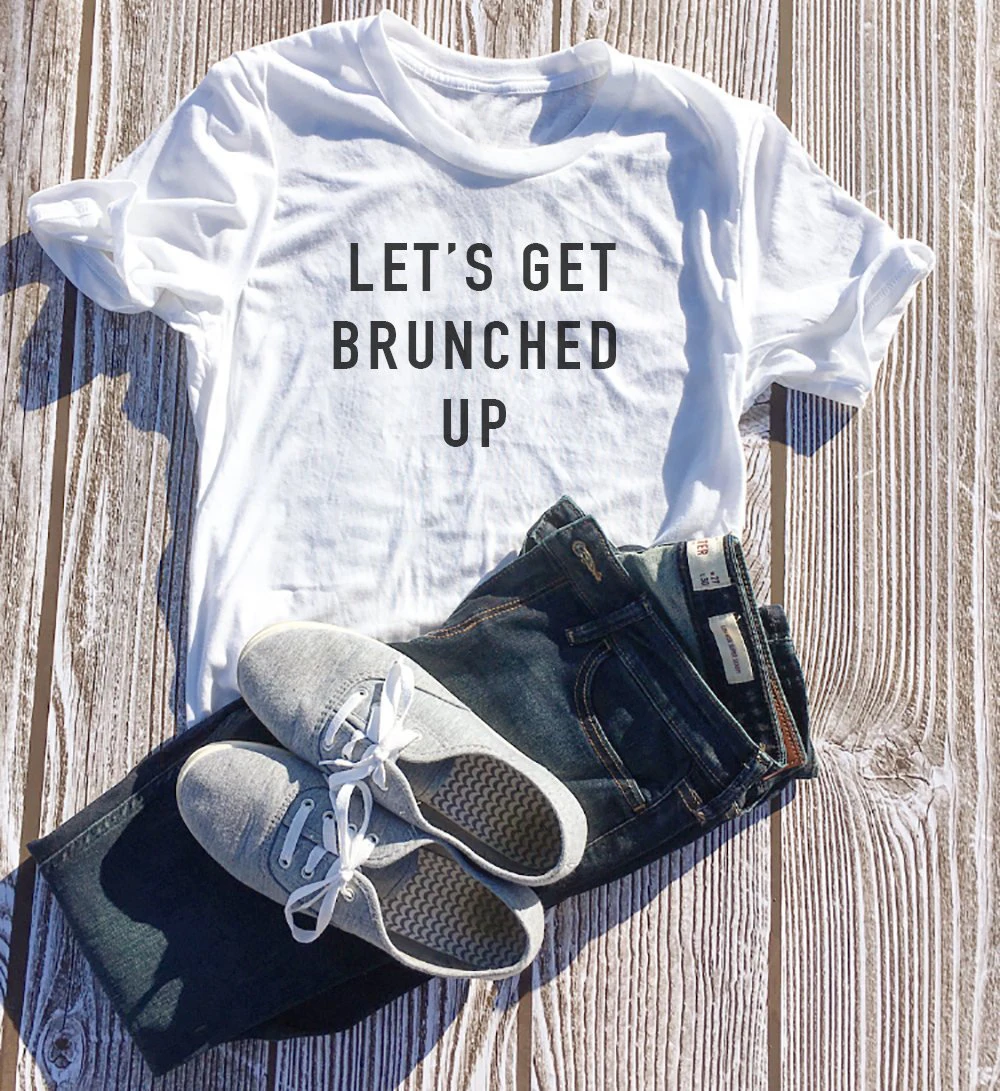 Tee Tops Let's Get Brunched Up Brunch Sunday Tees Coffee Drinking Shirt Slogan Simple Style Aesthetic T-shirt
Tee Tops Let's Get Brunched Up Brunch Sunday Tees Coffee Drinking Shirt Slogan Simple Style Aesthetic T-shirt