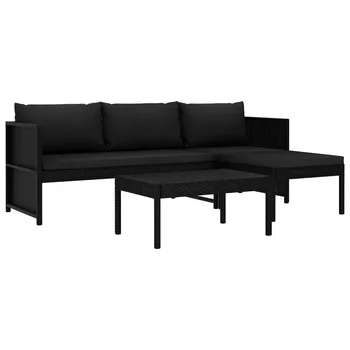 Black Nordic 3 Piece Garden Rattan Lounge Set Rattan 3-seater Sofa Set Coffee table Stool Rattan Outdoor Home Sofa Furniture Set 
Black Nordic 3 Piece Garden Rattan Lounge Set Rattan 3-seater Sofa Set Coffee table Stool Rattan Outdoor Home Sofa Furniture Set