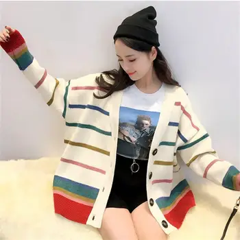 Autumn Casual Knitted Cardigan Coat Long Female Print Striped Sweater Cardigan Ladies Loose Knitted Cardigans
Autumn Casual Knitted Cardigan Coat Long Female Print Striped Sweater Cardigan Ladies Loose Knitted Cardigans