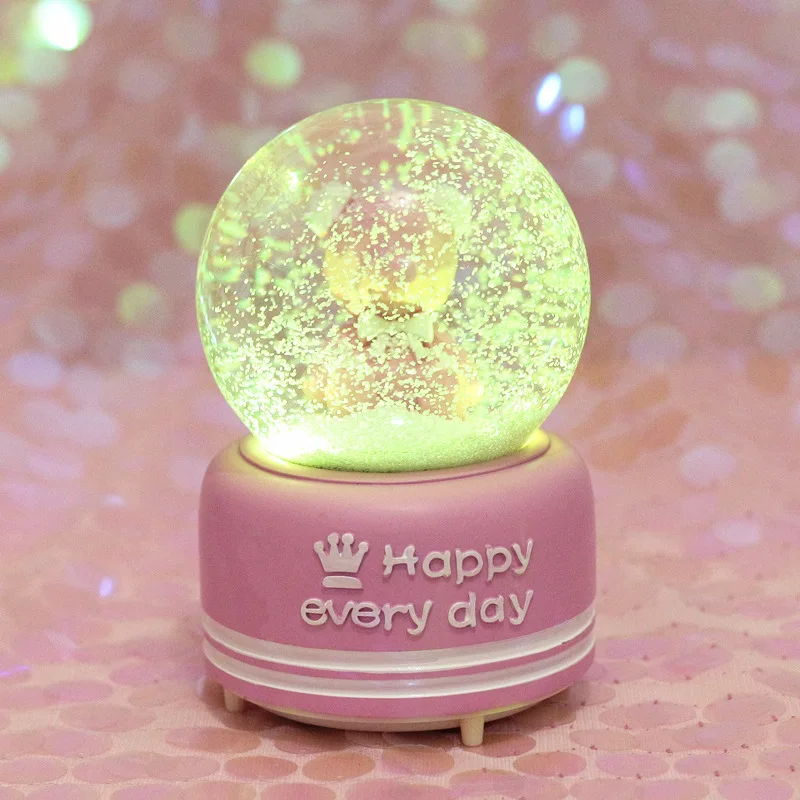crystal ball girls music box with snowflakes