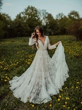 2021 New Wedding Party Dress Lace A-Line Court Train Floor-Length Sexy V-Neck Long Sleeves With Backless Ribbons Bridal Dresses
2021 New Wedding Party Dress Lace A-Line Court Train Floor-Length Sexy V-Neck Long Sleeves With Backless Ribbons Bridal Dresses