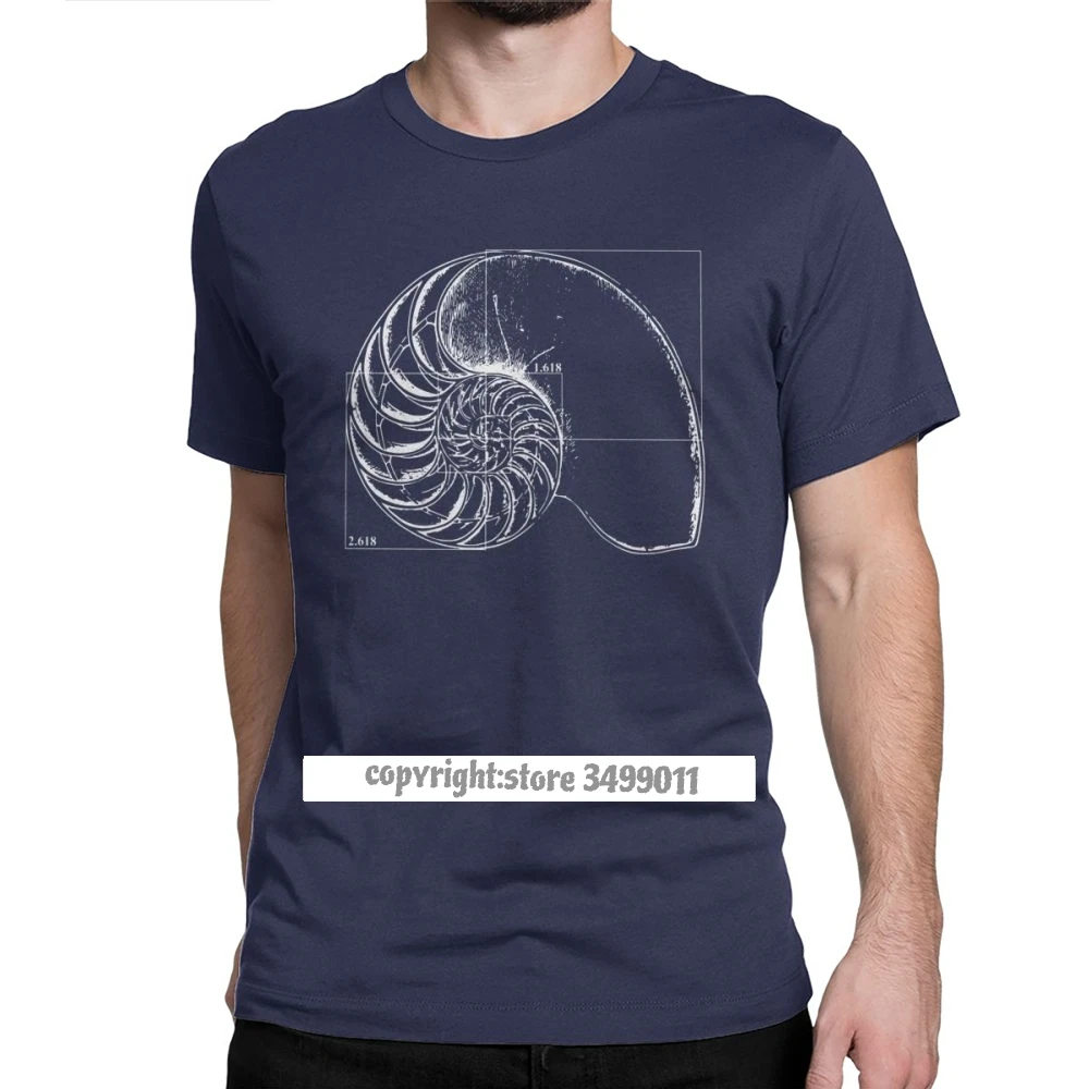 Мужские футболки Fibonacci On A Nautilus повседневные для фитнеса и математики уличная