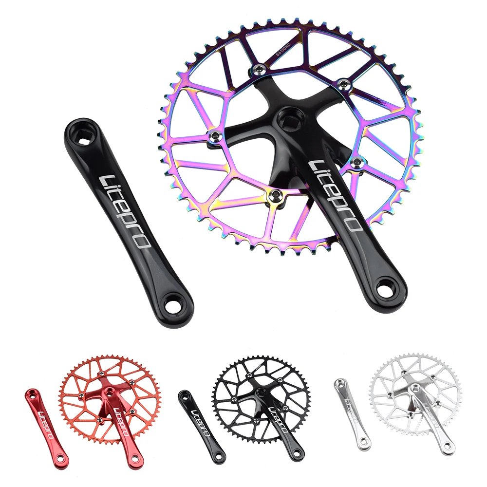 

Bicycle Chainwheel Sets 46 48 50 52 54 56 58T Square 170mm Crank Chainring 130mm BCD Alloy Folding Bike Cranksets Multi-Colors