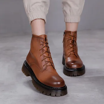 Women Winter Boots Genuine Leather Platform Boots Black Lace Up Zip Ankle Boots Motorcycle Retro Thick Heels Booties Women Shoes
Women Winter Boots Genuine Leather Platform Boots Black Lace Up Zip Ankle Boots Motorcycle Retro Thick Heels Booties Women Shoes