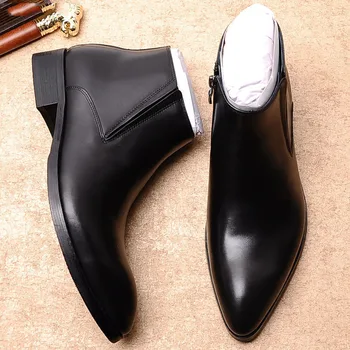 New Arrival Mens Genuine Cow Leather Casual Boots With Zipper Business Work Ankle Boot Wedding Shoes Mens Dress Boots 
New Arrival Mens Genuine Cow Leather Casual Boots With Zipper Business Work Ankle Boot Wedding Shoes Mens Dress Boots