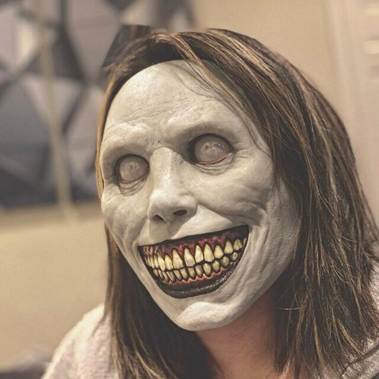 Фото Страшные маски на Хэллоуин смайлики демоны зло реквизит для косплея рот капсулы