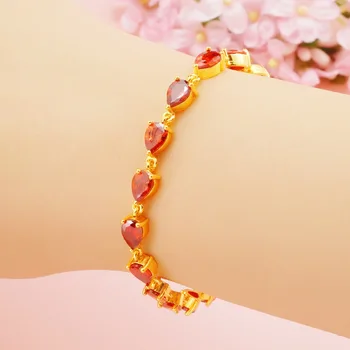 Pulseira Homem Real 24K Gold Bracelets for Women Red Mozambique Crystal Feng Shui Charm Bracelet Gold Pendant Jewelry for Female 
Pulseira Homem Real 24K Gold Bracelets for Women Red Mozambique Crystal Feng Shui Charm Bracelet Gold Pendant Jewelry for Female