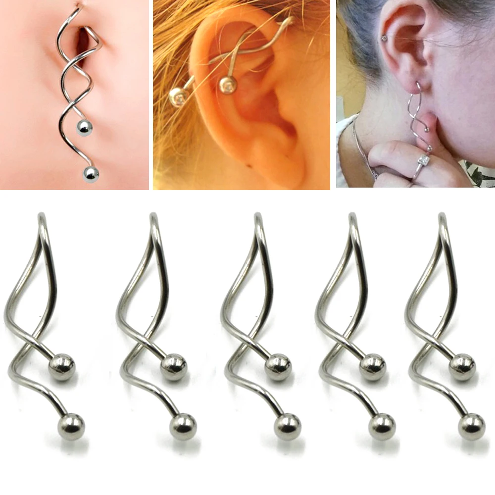 

Giro espiral oreja espiral Industrial Ombligo Piercing anillo barra Ombligo joyas Piercing aretes diseño de par