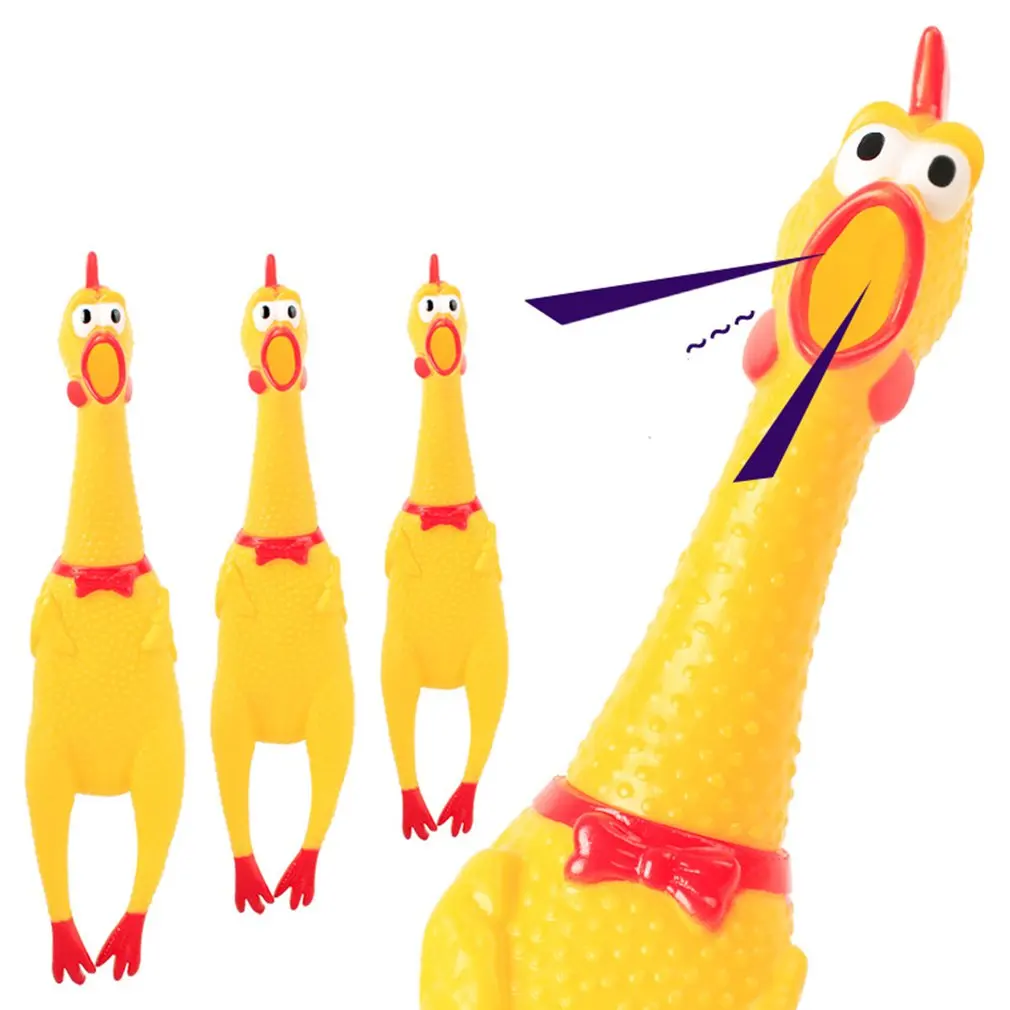 Screaming Chicken Yellow Rubber Squaking Toy Novelty Durable Perfect Gift for Kids and Dogs 3 Size | Дом и сад