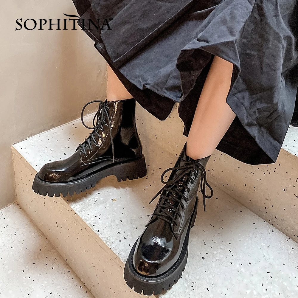SOPHITINA Women's Boots Fashion High Quality Leather Handmade Ladies Ankle Boots Round Toe Platform Lace-Up Boots Women SO578
SOPHITINA Women's Boots Fashion High Quality Leather Handmade Ladies Ankle Boots Round Toe Platform Lace-Up Boots Women SO578