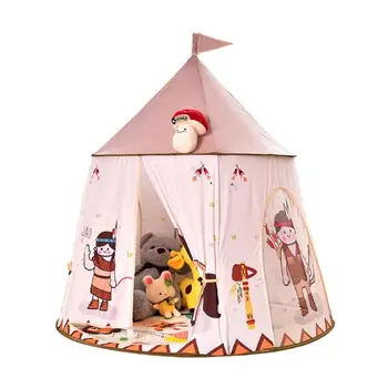 

Kid Tent House Portable Princess Castle 123*116cm Present Hang Flag Children Teepee Tent Play Tent Baby Birthday Christmas Gift