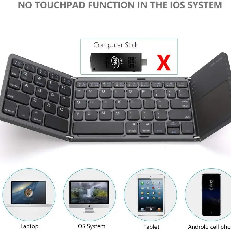 Portable thrice Folding Bluetooth Keyboard Wireless Foldable Touchpad Keypad for IOS/Android/Windows ipad Tablet
Portable thrice Folding Bluetooth Keyboard Wireless Foldable Touchpad Keypad for IOS/Android/Windows ipad Tablet