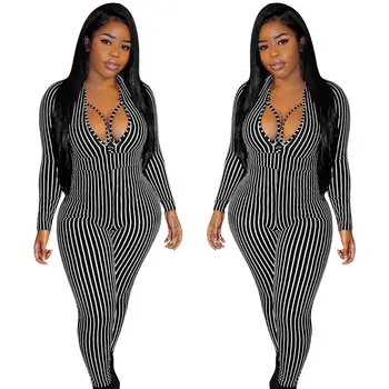 Sexy Stripe Bandage Romper Women Deep V Neck Cross Skinny Party Jumpsuit Fall Long Sleeve Club One Piece Bodysuit
Sexy Stripe Bandage Romper Women Deep V Neck Cross Skinny Party Jumpsuit Fall Long Sleeve Club One Piece Bodysuit