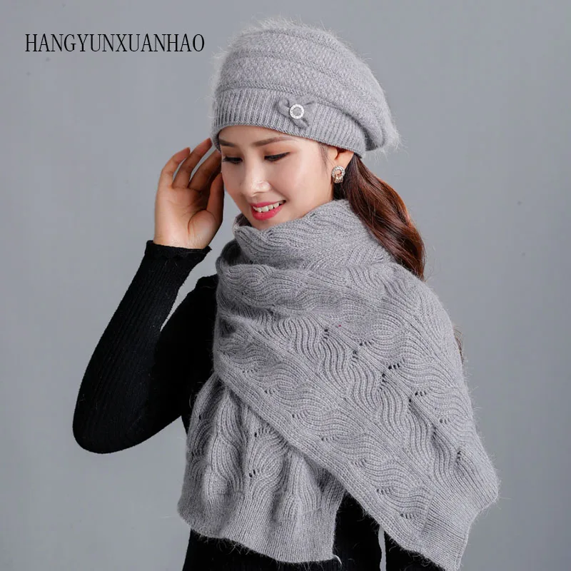 2019 New Brand Quality Female Rabbit Hair Beret Berets Wool Knitting Cap Scarf Autumn Winter Fashion Women Hat
2019 New Brand Quality Female Rabbit Hair Beret Berets Wool Knitting Cap Scarf Autumn Winter Fashion Women Hat