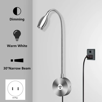 Dimmable Reading Lamp, Bed Lights with Plug Wired for Bedroom Bedside, Flexible Gooseneck Book Light, Wall Mounted Read Light, 2
Dimmable Reading Lamp, Bed Lights with Plug Wired for Bedroom Bedside, Flexible Gooseneck Book Light, Wall Mounted Read Light, 2