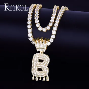 RAKOL Crown Bail Drip Initials Bubble Letters Pendant with Tennis Chain Necklaces AAA Cubic Zircon Men's Hip Hop Jewelry RXS005
RAKOL Crown Bail Drip Initials Bubble Letters Pendant with Tennis Chain Necklaces AAA Cubic Zircon Men's Hip Hop Jewelry RXS005