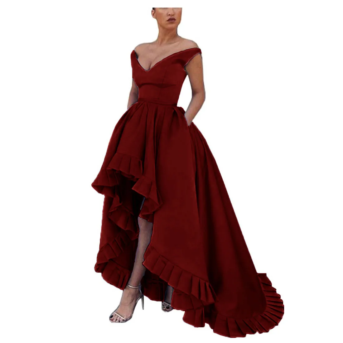 LORIE High/Low Satin Evening Dresses Long Prom Party Gowns with Lacing Packet Plus Size Custom Made 2020 Blue Celebrity Dresses