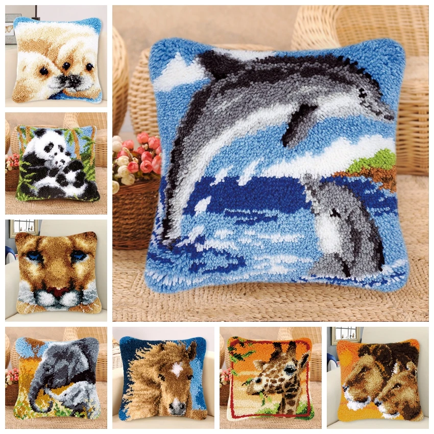 Cross Stitch Pillows Embroidery Package Pillow Kids Holiday Handmade Animal Series Cartoon DIY Dolphin Lion Latch Hook Kits Diy
Cross Stitch Pillows Embroidery Package Pillow Kids Holiday Handmade Animal Series Cartoon DIY Dolphin Lion Latch Hook Kits Diy