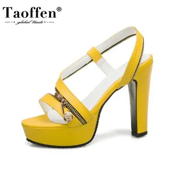 Taoffen Plus Size 31-48 Women Sandals Shoes Fashion Metal Zipper Design Open Toe Shoes Women Platform Thick High Heels Footwear 
Taoffen Plus Size 31-48 Women Sandals Shoes Fashion Metal Zipper Design Open Toe Shoes Women Platform Thick High Heels Footwear