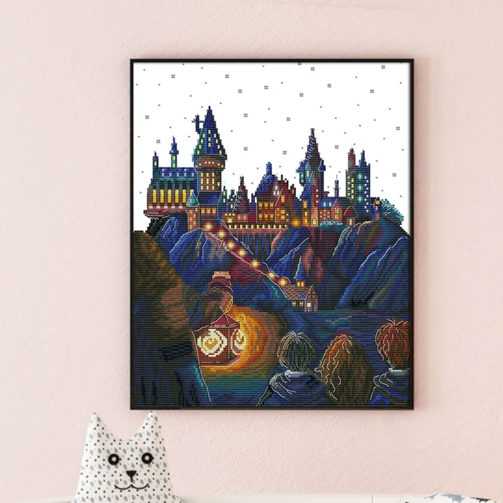 Stamped Cross Stitch Kits Pre-printed Embroidery Cloth - Castle Pattern Stamped Cross Stitch Kits Pre-printed Embroidery Cloth - Castle Pattern