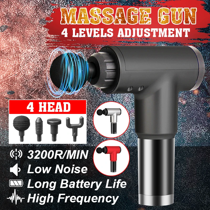 4head 3200r/min Massage Gun 3Levels Adjustment Therapy Machine Rehabilitation After Sport Muscle Pain Relief Vibration Massager
4head 3200r/min Massage Gun 3Levels Adjustment Therapy Machine Rehabilitation After Sport Muscle Pain Relief Vibration Massager