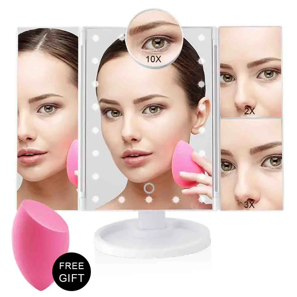 Touch Screen Pocket Mirror with 22 LED Light 1X/2X/3X/10X Magnifying Compact Vanity Makeup Mirror Flexible Cosmetics Mirrors
Touch Screen Pocket Mirror with 22 LED Light 1X/2X/3X/10X Magnifying Compact Vanity Makeup Mirror Flexible Cosmetics Mirrors