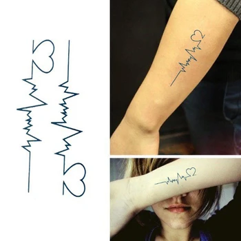 

1 Pc Waterproof Temporary Tattoos Skin Decoration Sex Products Tags For Body Tattoo Stickers Electrocardiogram Shape 10*6cm