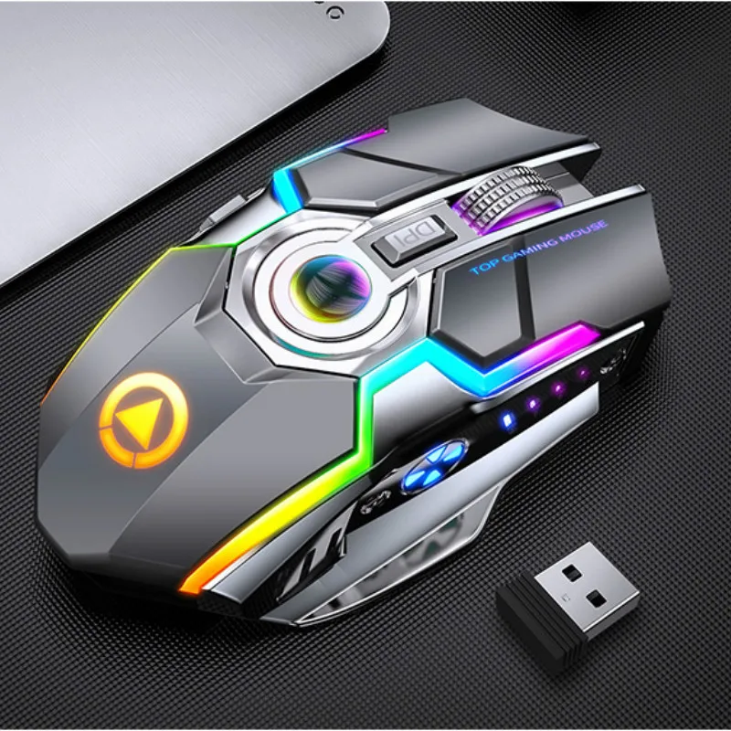 Wireless Mouse 1600dpi Rechargeable Mute Gaming RGB Breathe Backlight Optical Electroplated Laptop Computer | Компьютеры и офис