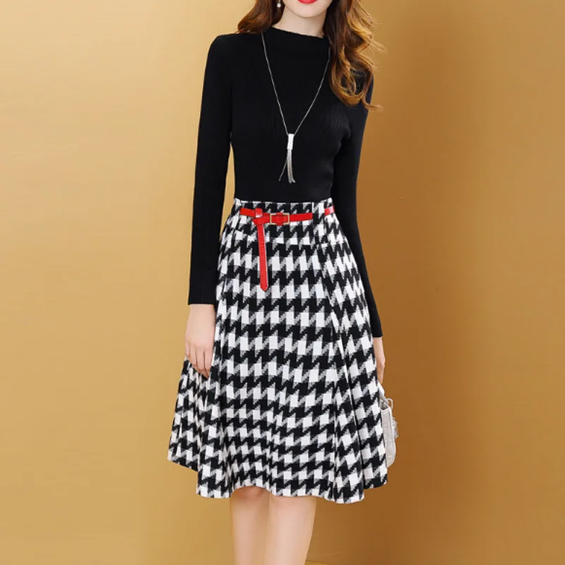 Knitted Thousands of Birds Sub-Sweater Dress 2018 Autumn And Winter New Style Joint Mock Two-Piece Dress Hot Selling
Knitted Thousands of Birds Sub-Sweater Dress 2018 Autumn And Winter New Style Joint Mock Two-Piece Dress Hot Selling