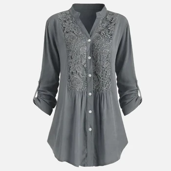 Plus Size 5XL Lace Shirt Women's Long Blouses Adjustable Long Sleeve Stand Collar Lady Shirts Spring Casual Fashion Female Tops
Plus Size 5XL Lace Shirt Women's Long Blouses Adjustable Long Sleeve Stand Collar Lady Shirts Spring Casual Fashion Female Tops