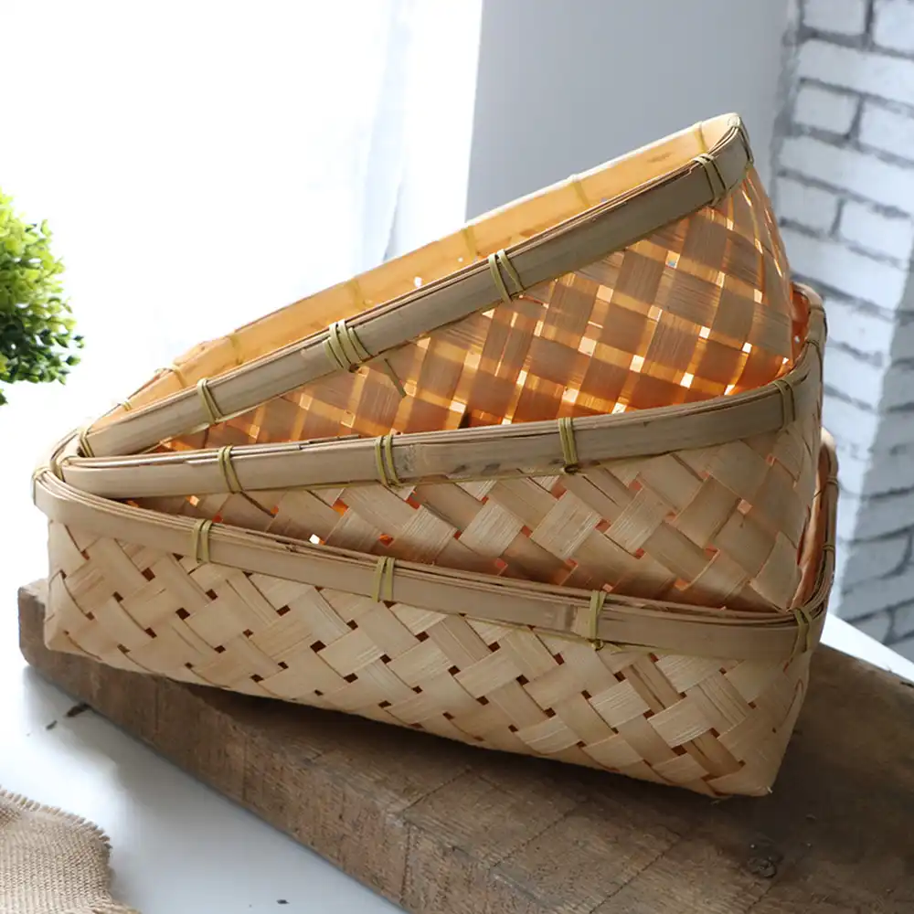 handmade bamboo home bread basket fruit and vegetable storage