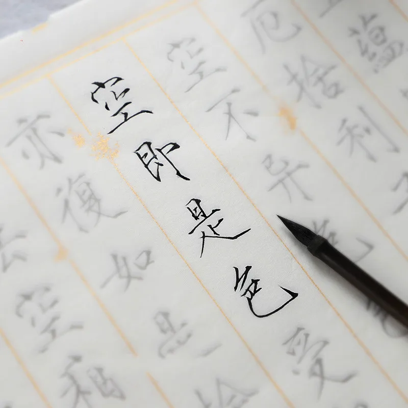 Chinese Calligraphy Practice Copybook for Beginners Slender Gold Script Rice Paper Heart Sutra & Thousand Character Transcribe 
Chinese Calligraphy Practice Copybook for Beginners Slender Gold Script Rice Paper Heart Sutra & Thousand Character Transcribe