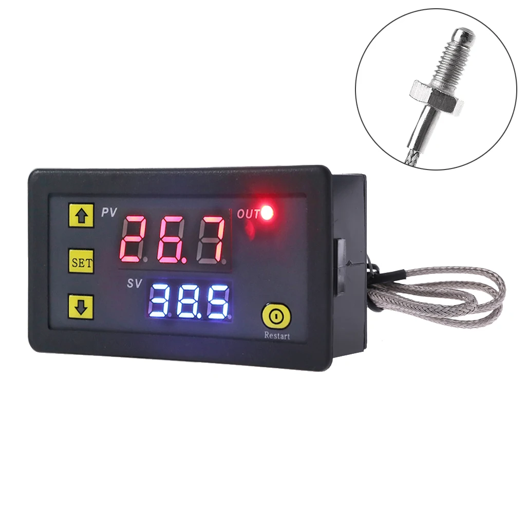 Digital Temperature Controller -60~500 Degree K-type M6 Probe Thermocouple Sensor Embedded Thermostat
Digital Temperature Controller -60~500 Degree K-type M6 Probe Thermocouple Sensor Embedded Thermostat