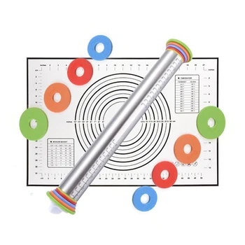 Adjustable Stainless Steel Rolling Pin Dough Mat Dough Roller 4 Removable Adjustable Thickness Rings Pizza Pastry Pie Baking
Adjustable Stainless Steel Rolling Pin Dough Mat Dough Roller 4 Removable Adjustable Thickness Rings Pizza Pastry Pie Baking