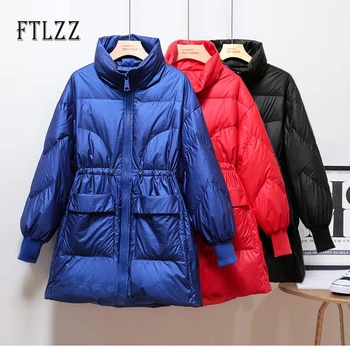 Winter White Duck Down Jacket Women Slim Medium Long Puffer Down Coat Korean Female Thick Warm Streetwear Glossy Bubble Parka 
Winter White Duck Down Jacket Women Slim Medium Long Puffer Down Coat Korean Female Thick Warm Streetwear Glossy Bubble Parka
