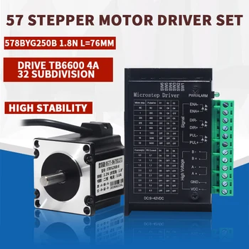 57 stepper motor set 57BYG250B torque 1.8N.M long 76MM + driver TB6600 4A 32 subdivision for CNC Kit Engraving Milling Machine 
57 stepper motor set 57BYG250B torque 1.8N.M long 76MM + driver TB6600 4A 32 subdivision for CNC Kit Engraving Milling Machine