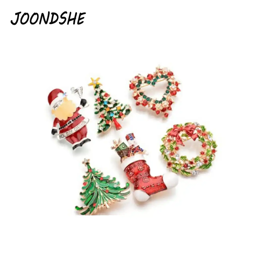 snowman santa claus brooches pins cute bells boots christmas