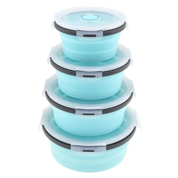 4Pcs Set Collapsible Fruit Salad Lunch Box Silicone Food Box Container Round Shape Tableware Blue
4Pcs Set Collapsible Fruit Salad Lunch Box Silicone Food Box Container Round Shape Tableware Blue