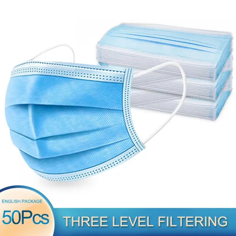 50Pcs/lot Disposable Face Masks 3 Layers Non-woven Mouth Cover Masks Anti-dust Earloops Dustproof Respirator Cover
50Pcs/lot Disposable Face Masks 3 Layers Non-woven Mouth Cover Masks Anti-dust Earloops Dustproof Respirator Cover