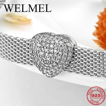 New 925 Sterling Silver Clear Sparkling Zircon Heart Clip Charm Beads Jewelry Making fit Original Reflection Charm Bracelet DIY
New 925 Sterling Silver Clear Sparkling Zircon Heart Clip Charm Beads Jewelry Making fit Original Reflection Charm Bracelet DIY