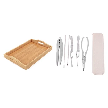 6 Pcs Portable Home Eating Crabs Seafood Tool Clips Forks with Box & 1 Pcs Serving Tray Bamboo - Wooden Tray with Handle
6 Pcs Portable Home Eating Crabs Seafood Tool Clips Forks with Box & 1 Pcs Serving Tray Bamboo - Wooden Tray with Handle