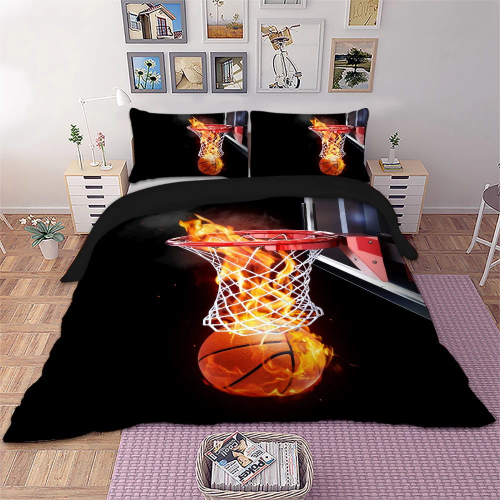 3D Баскетбол постельное белье королевы для сжигания горных пододеяльник комплект
