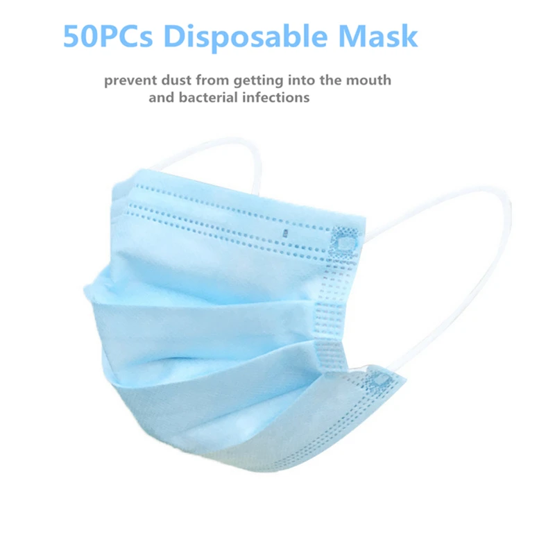 50PCs Breathing Safety Face Mouth Masks Non Woven Disposable Anti-Dust Earloops Masks Anti PM2.5 Anti Pollution Respirator Blue
50PCs Breathing Safety Face Mouth Masks Non Woven Disposable Anti-Dust Earloops Masks Anti PM2.5 Anti Pollution Respirator Blue